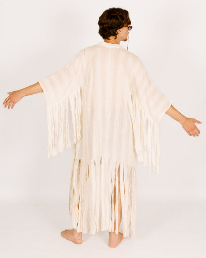 White Maxi Kimono with Sun Stripes For Men