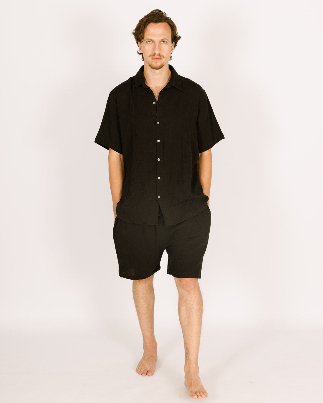 Button-up Shirt Black for Men