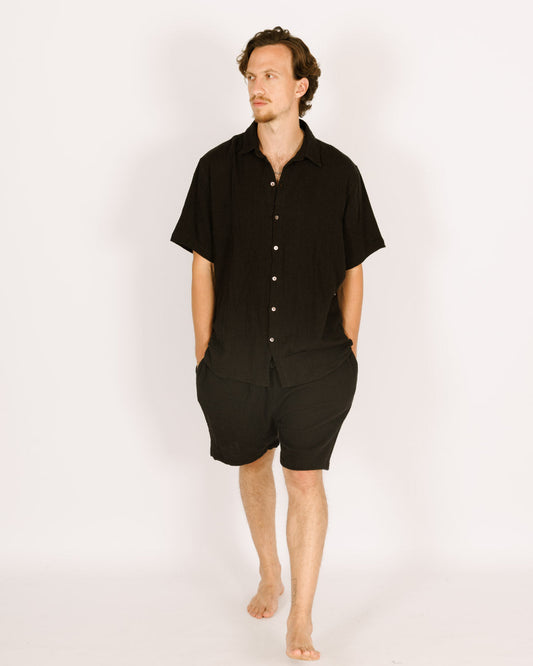 Button-up Shirt Black for Men