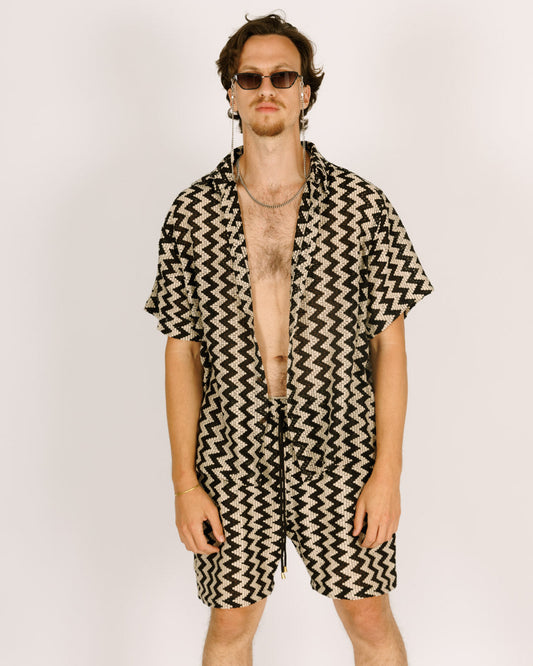 Button-up Shirt ZigZag Mesh for Men