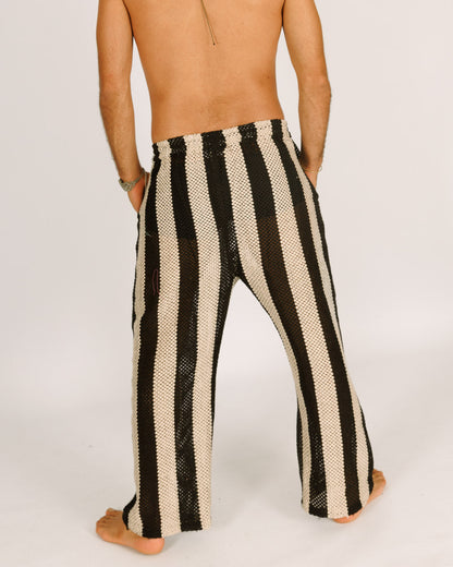 Long Striped Mesh Pants for Men