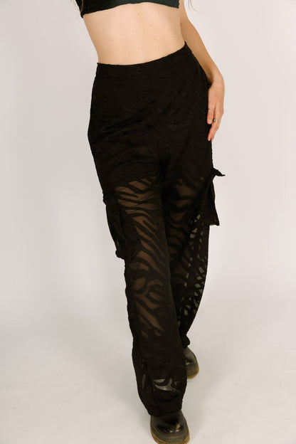 Black Pants Zebra Mesh for Women