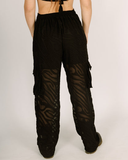 Black Pants Zebra Mesh for Women