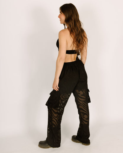 Black Pants Zebra Mesh for Women