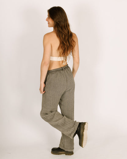 Long Cotton Warm Pants in Black and White"