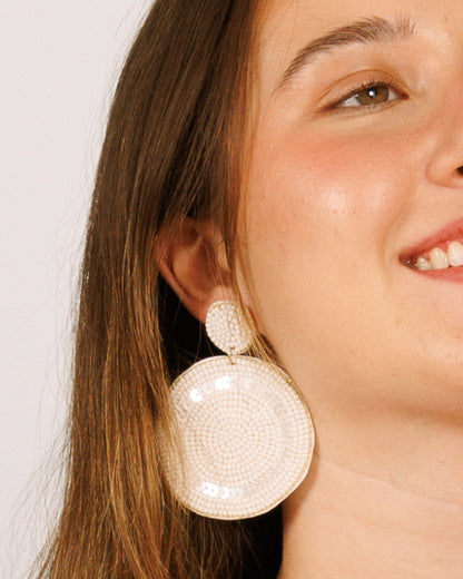 Beaded Earrings - White Circle