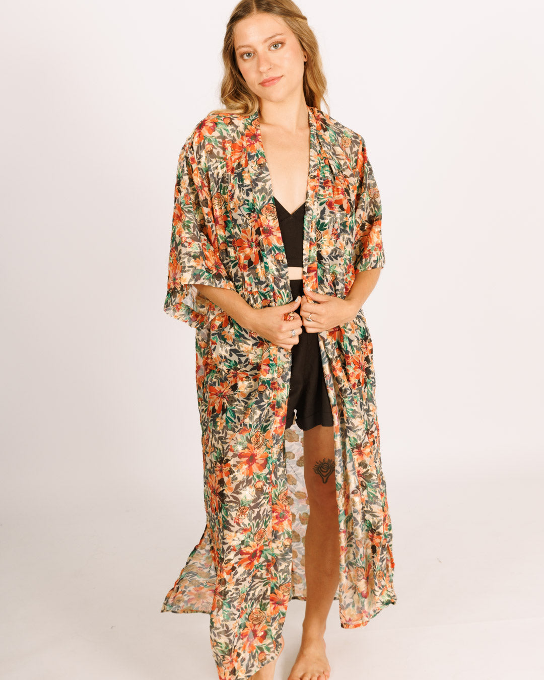 Floral Chiffon Maxi Kimono