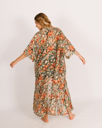 Floral Chiffon Maxi Kimono