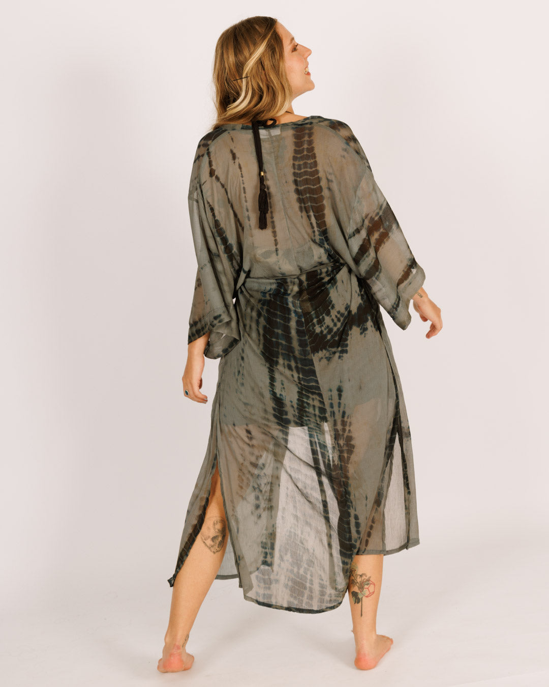 Grey Chiffon Maxi Kimono