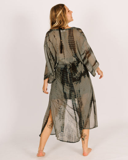 Grey Chiffon Maxi Kimono