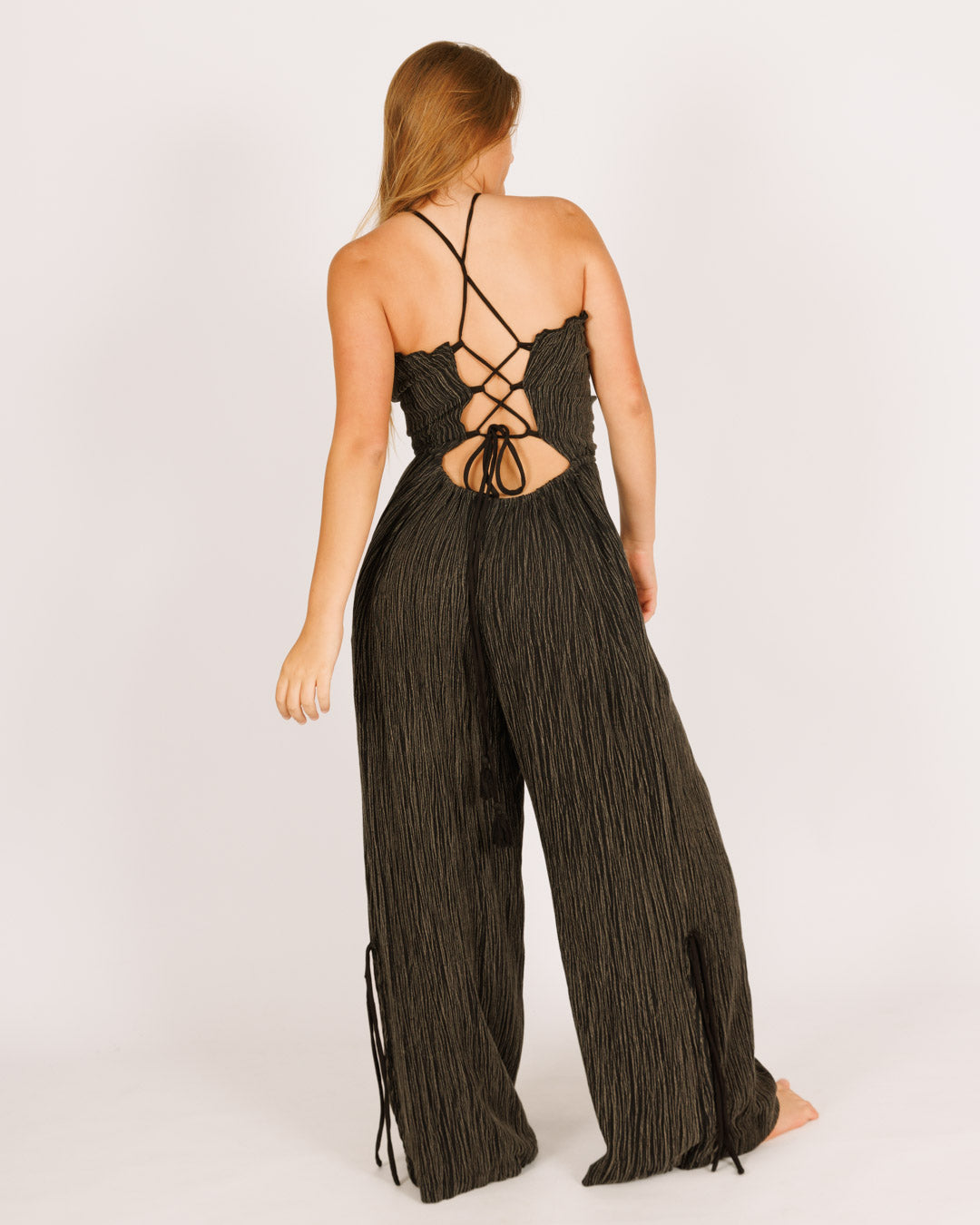 Sequin black jumpsuit with long pants