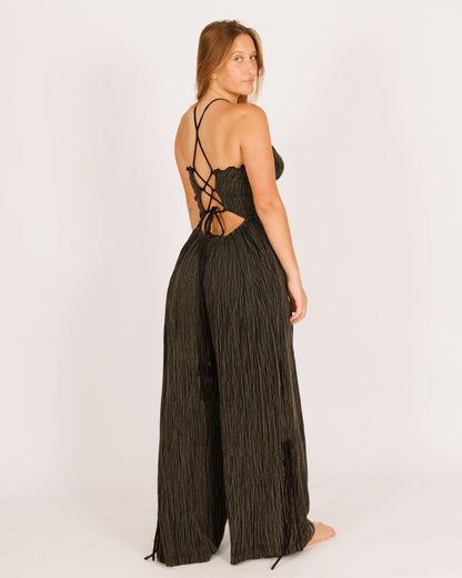 Sequin black jumpsuit with long pants