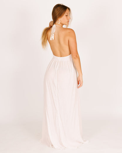 White Maxi Dress with Border