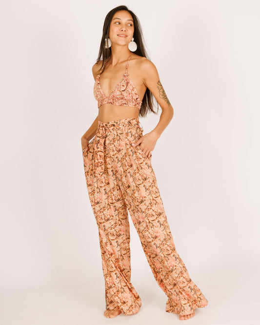 Pink Orange Silk Pants