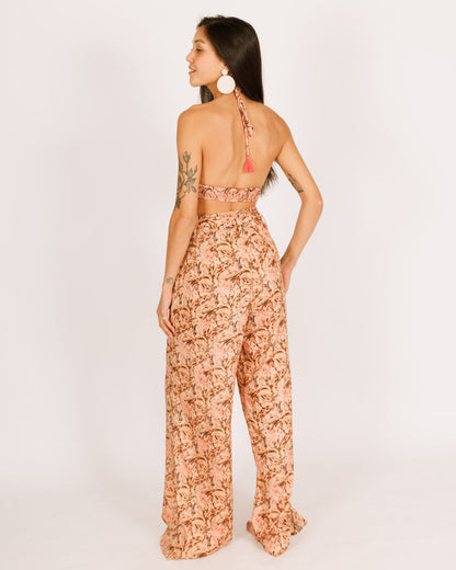 Pink Orange Silk Pants