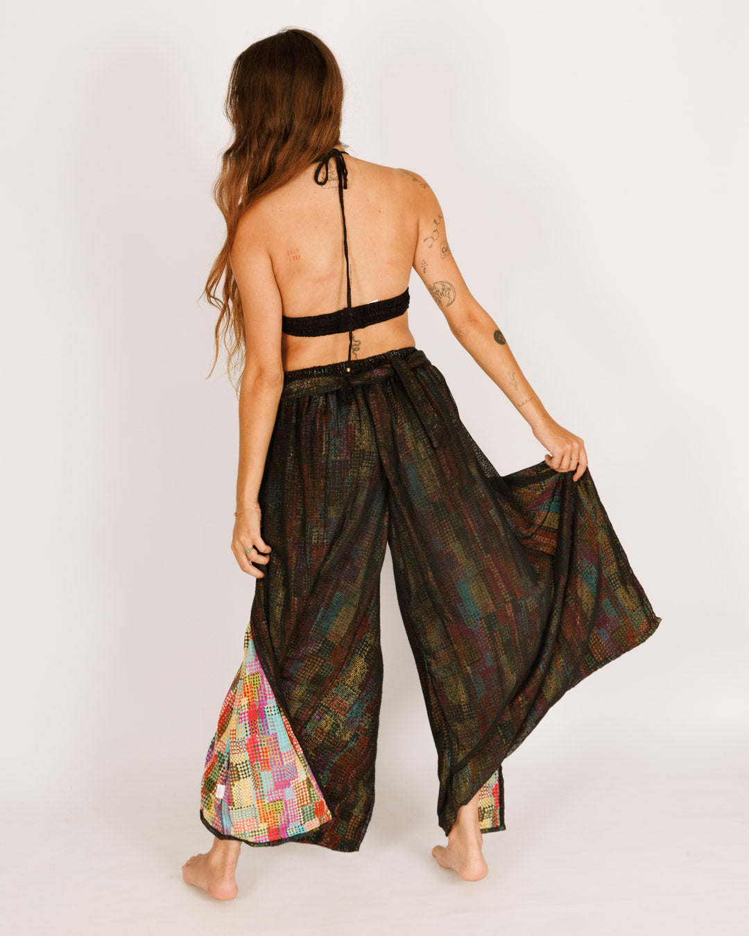 Long Mesh Pants, Colorful Dots, Slits