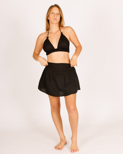 Black Mini Skirt with embroidery