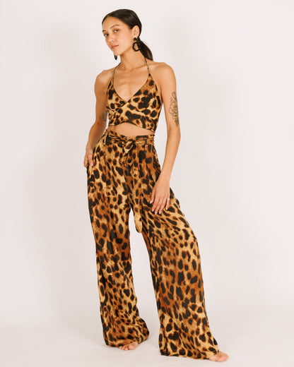 Leopard Print Silk Pants