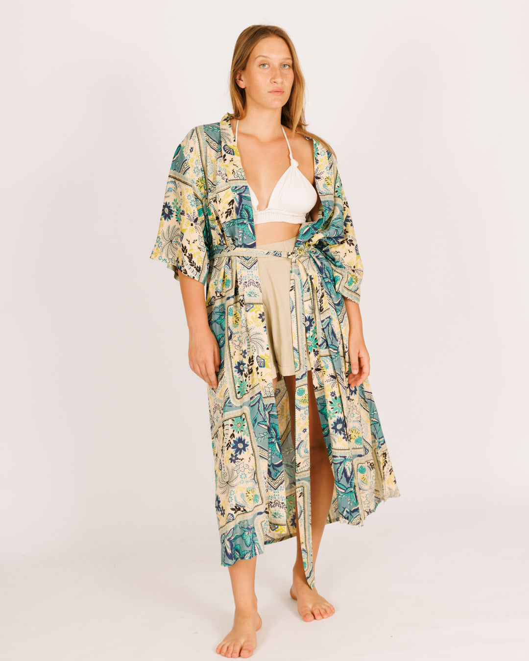 Square Print Maxi Kimono