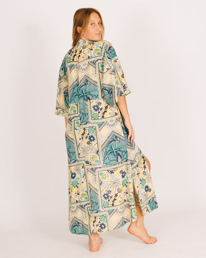 Square Print Maxi Kimono