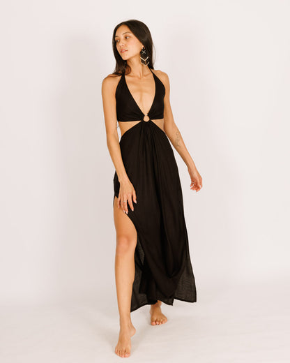 Black Ring Maxi Dress