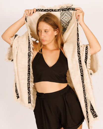 Festival White Short Poncho for Women