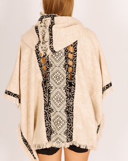 Festival White Short Poncho for Women