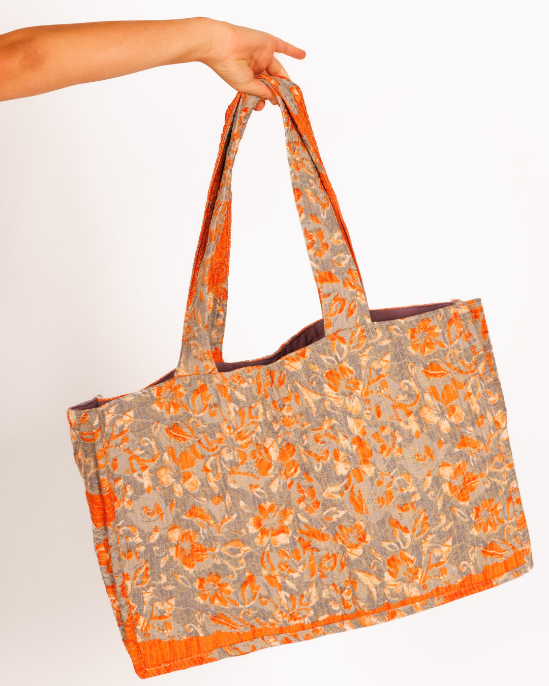 Large Orange Floral Shoulder Bag