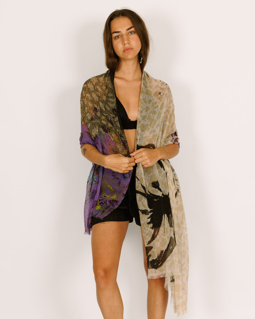 Scarf/Shawl - Sea, Purple Gray Chiffon