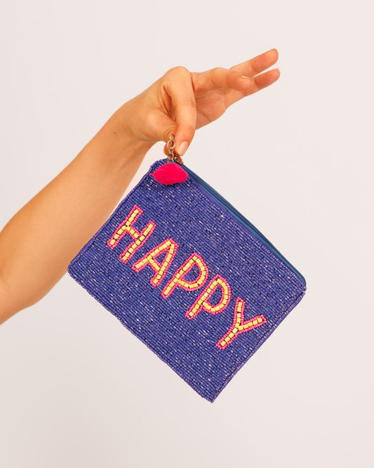 Happy purse - blue beads