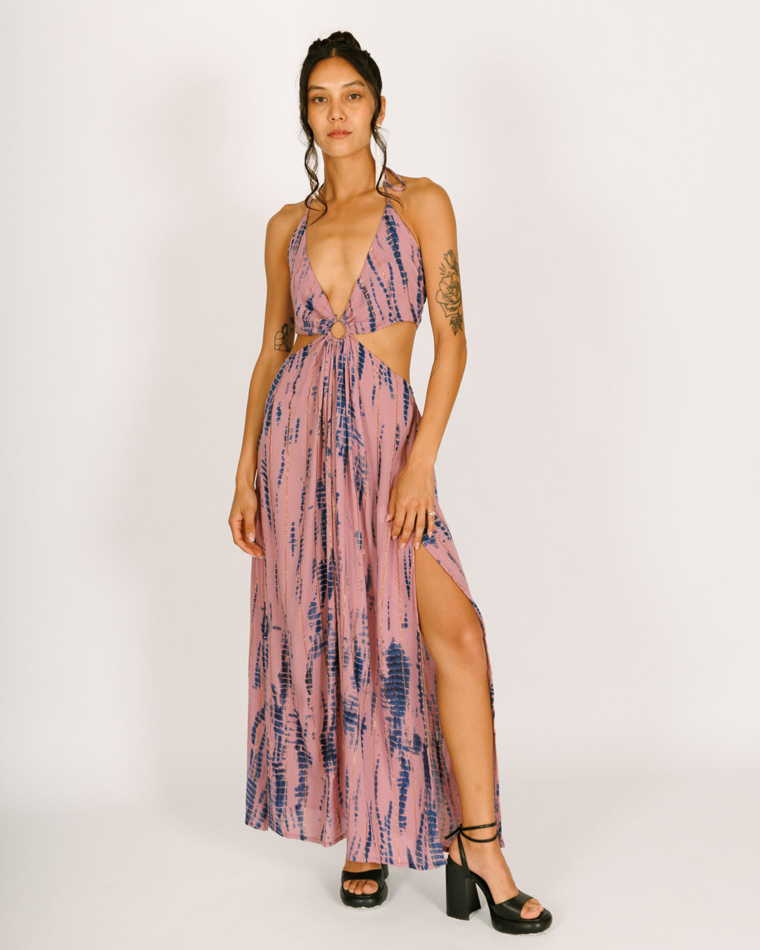 Maxi Dress with Purple and Blue Tie-Dye Ring