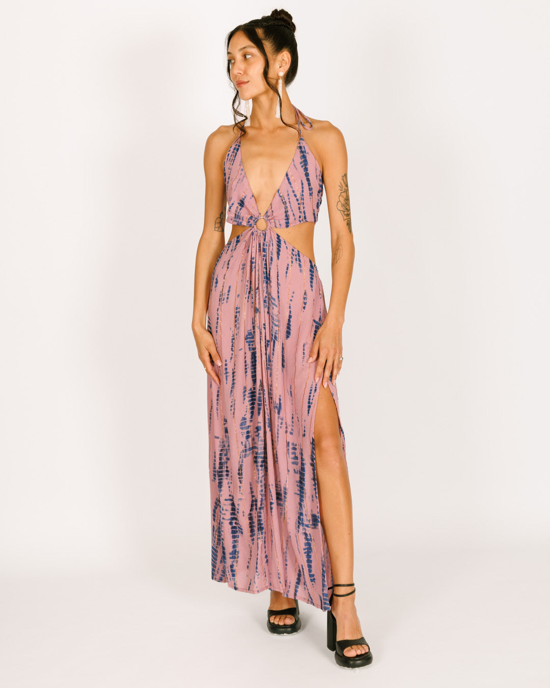 Maxi Dress with Purple and Blue Tie-Dye Ring