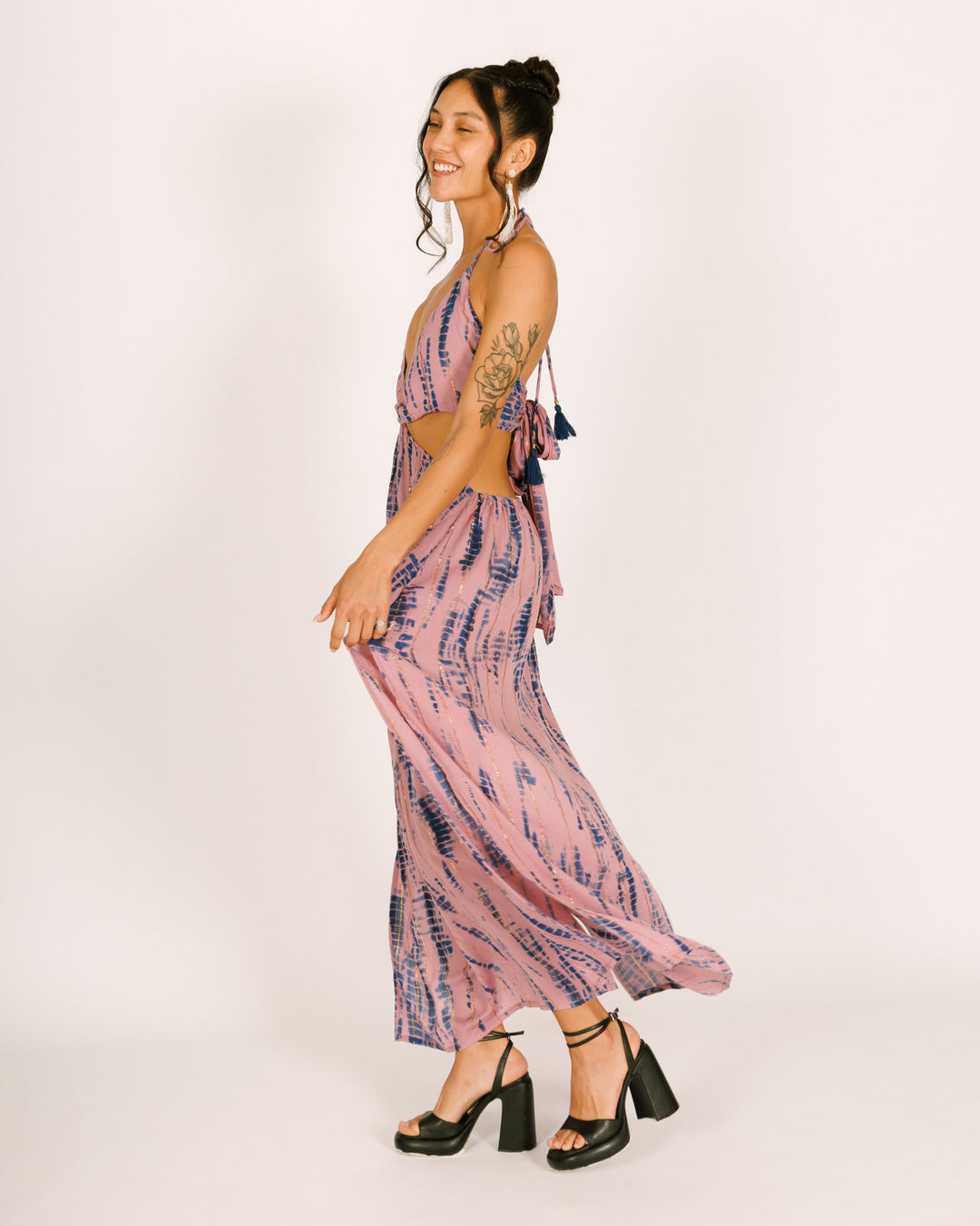 Maxi Dress with Purple and Blue Tie-Dye Ring