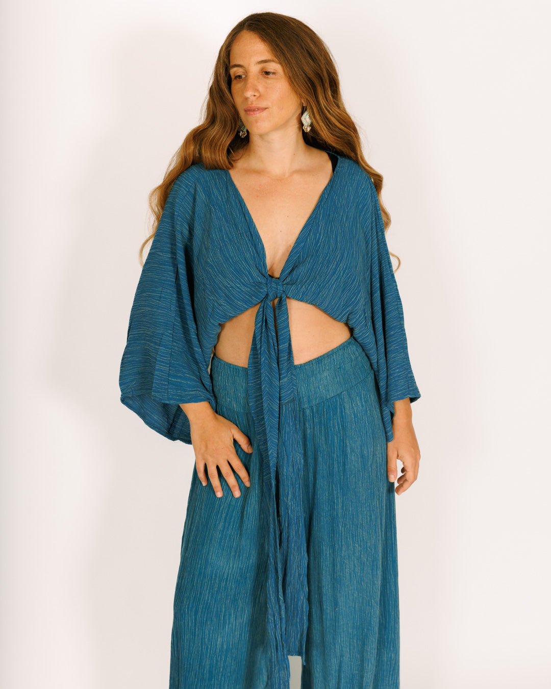 Blue Crinkled Crepe Set