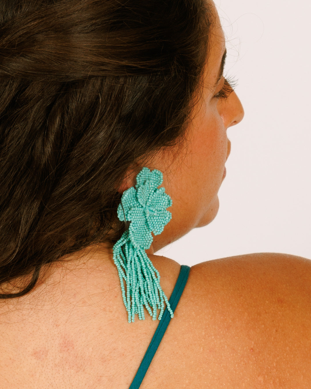 Beaded Earrings - Blue Flower