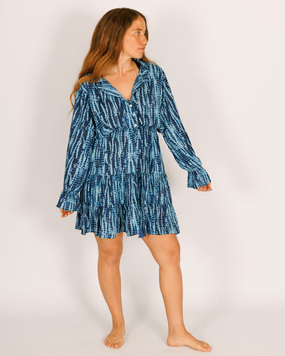 Midi Dress in Blue Melon, Long Sleeves