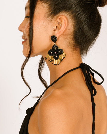 Black Beaded Earrings