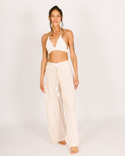 long cotton mesh trousers