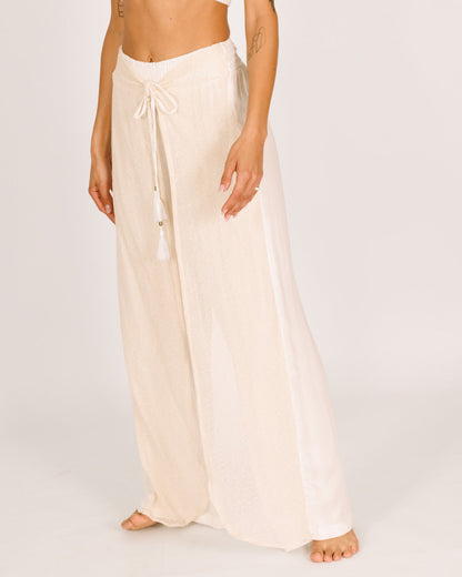 long cotton mesh trousers