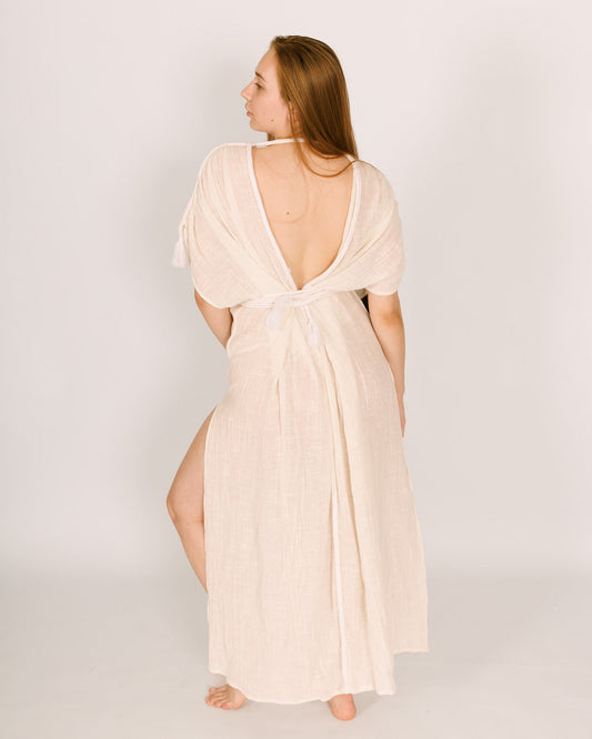 Cleopatra Dress - White Maxi with Braids