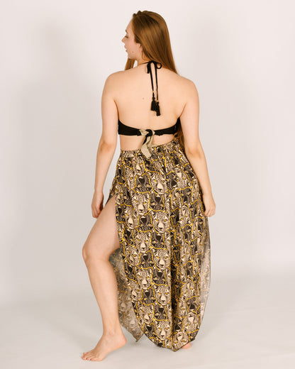 Viscose trousers with side slits - leopard print"