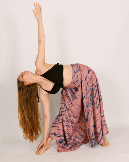 Umbrella Pants, Purple Tie-Dye with Blue-Gold - Long and Flared