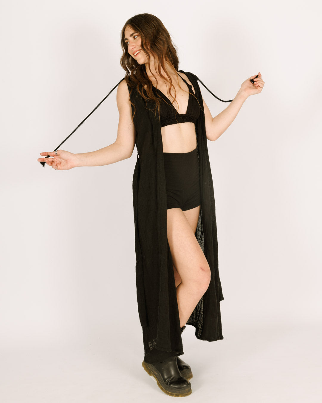 Black Maxi Kimono Sleeveless