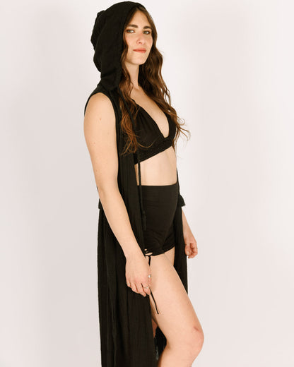 Black Maxi Kimono Sleeveless