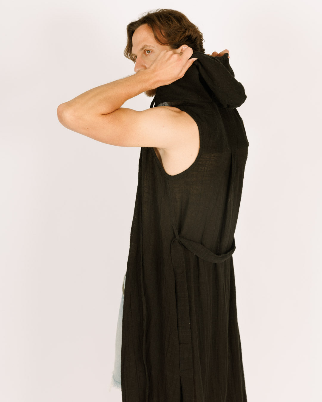 Black Maxi Kimono Sleeveless for Men