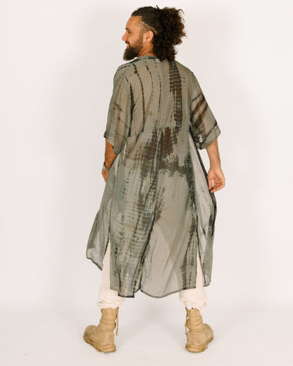 Grey Chiffon Maxi Kimono for Men