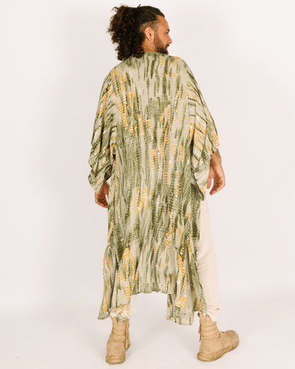 Green Tie-Dye Maxi Kimono for Men