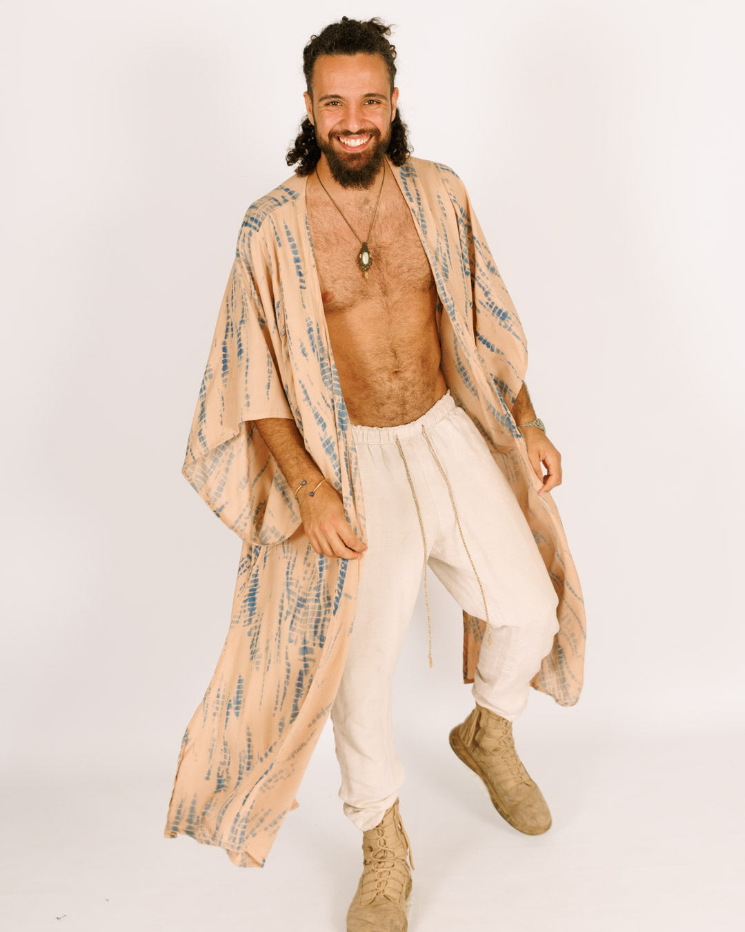 Pink Tie-Dye Kimono for Men