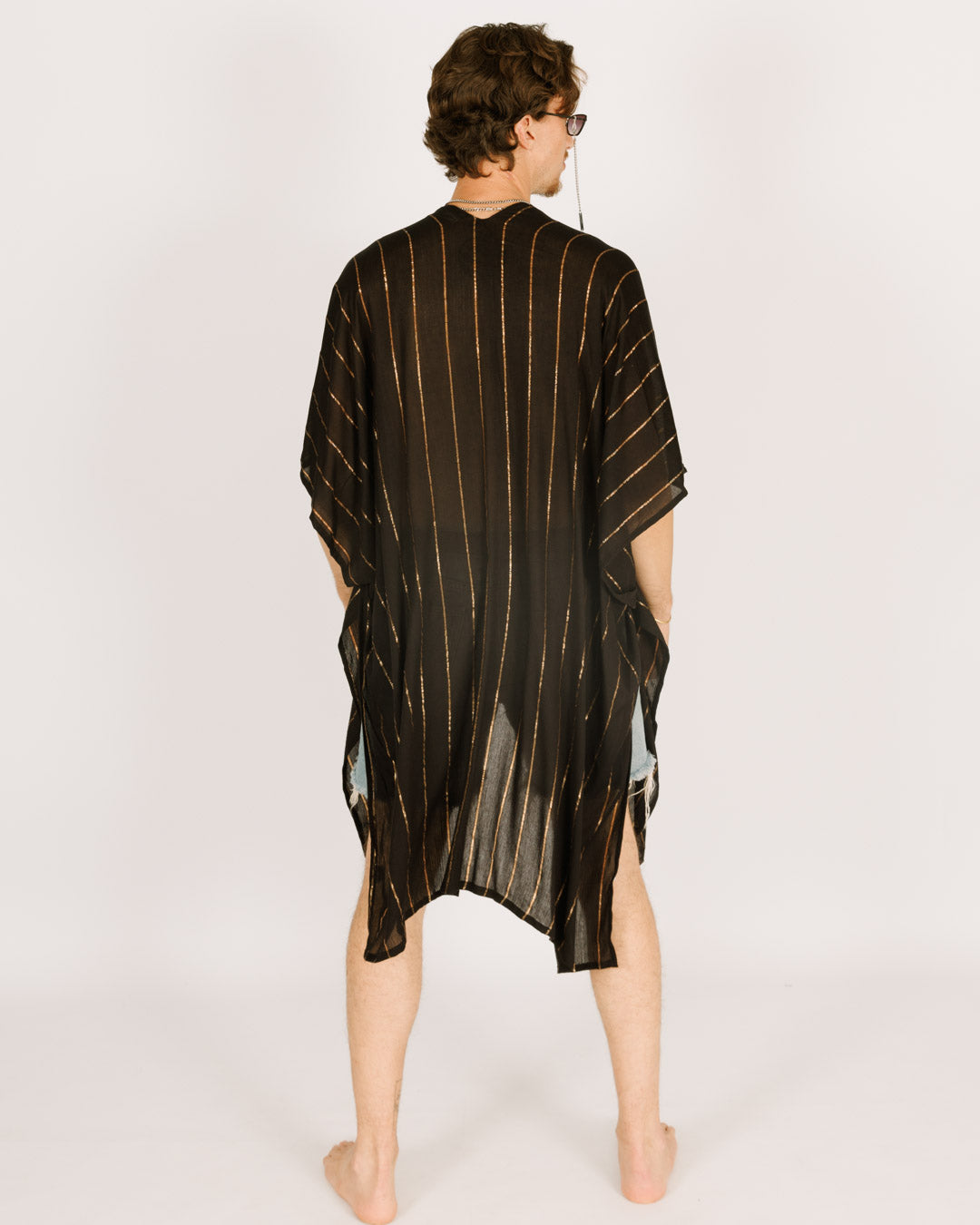 Black Kimono with Gold Stripes for Men