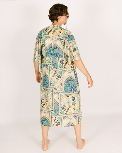 Square Print Maxi Kimono For Men